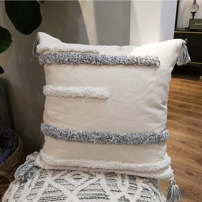 India Original Pillow Moroccan Modern Minimalist Nordic Style Handmade Tassel Waist Pillow Cushion Cover